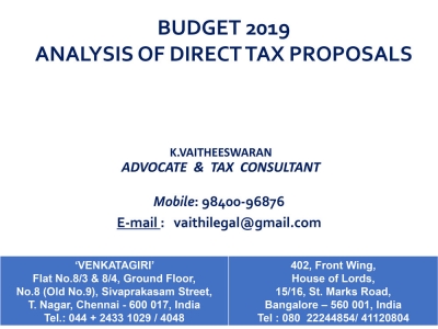 Budget 2019 Analysis of Direct Tax Proposals