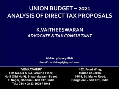 Union Budget 2021 - Analysis of Direct Tax Proposals