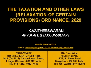 Taxation and Other Laws (Relaxation of Certain Provisions) Ordinance 2020